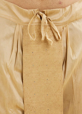 Manyavar Men Soft Fawn Floral Embroidered Dhoti with Rhinestones
