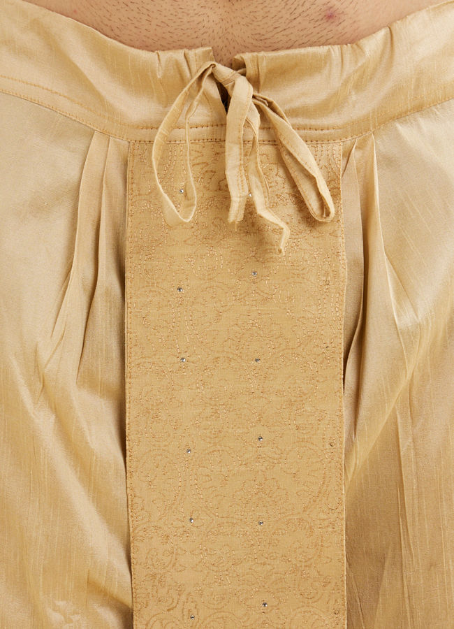 Manyavar Men Soft Fawn Floral Embroidered Dhoti with Rhinestones