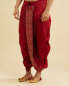 Manyavar Men Maroon Red Floral Embroidered Dhoti with Rhinestones image number 2