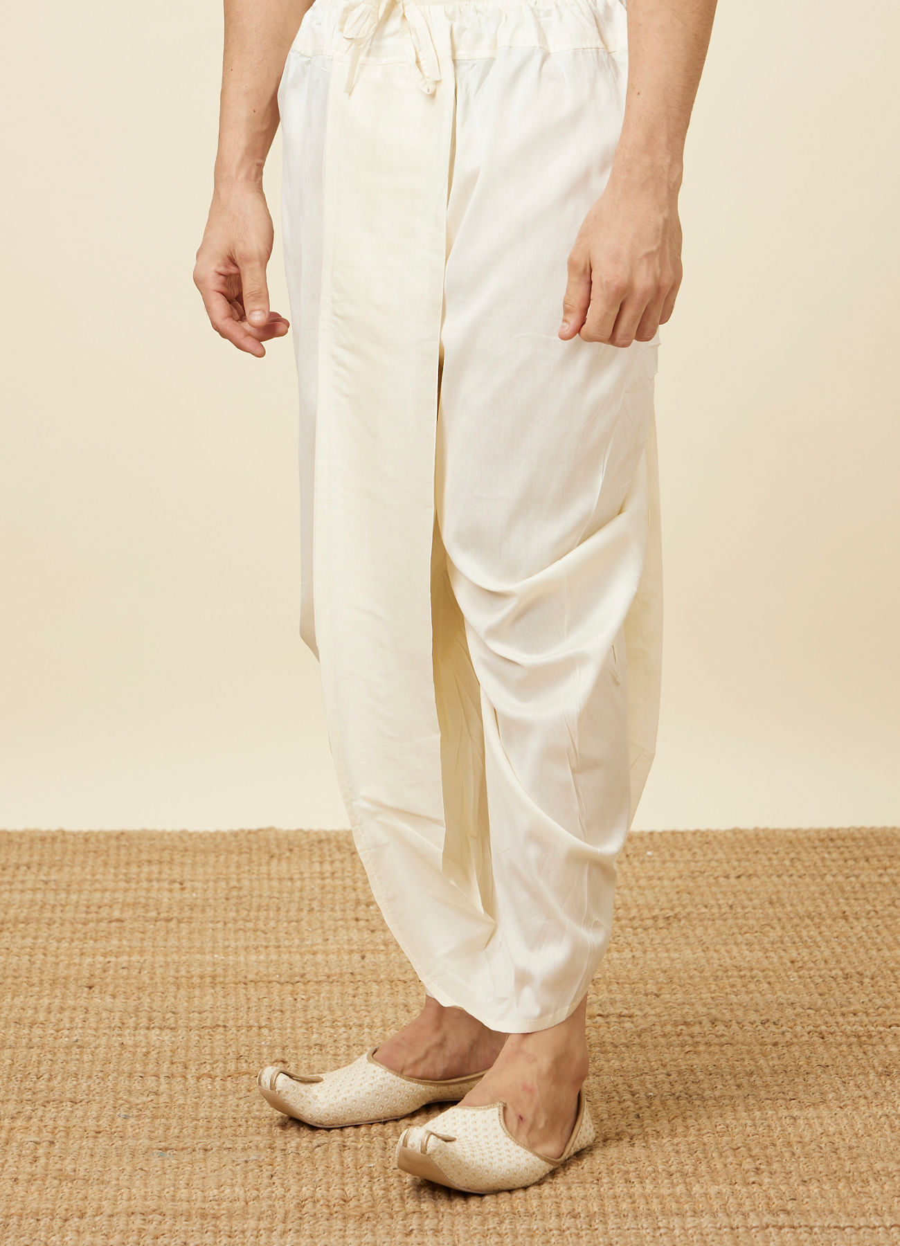 Manyavar Men Simple Off White Dhoti