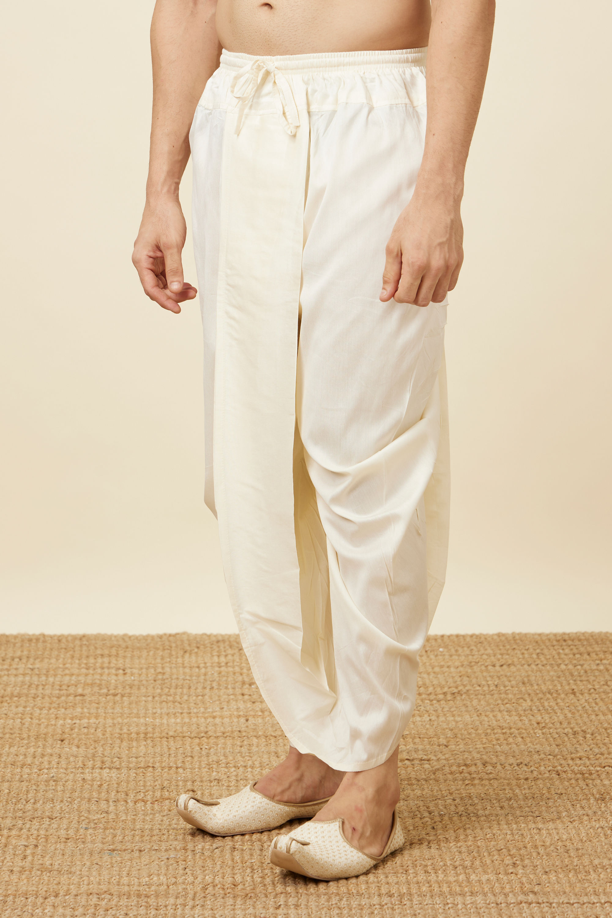 Manyavar Men Simple Off White Dhoti