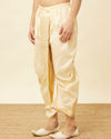 alt message - Manyavar Men Peach Floral Patterned Sequined Dhoti image number 2