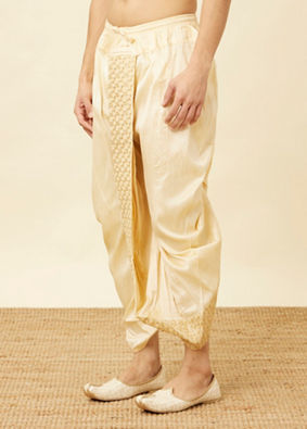 Peach Floral Patterned Sequined Dhoti image number 2