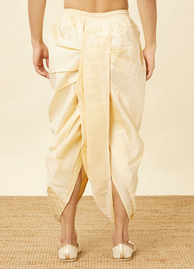 Manyavar Men Peach Floral Patterned Sequined Dhoti