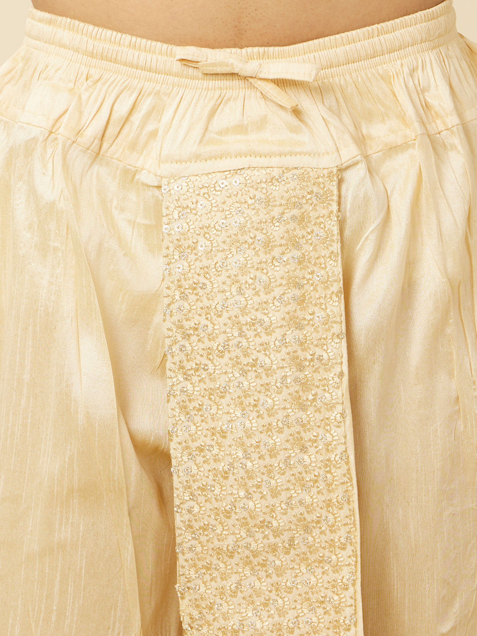 Manyavar Men Beige Floral Patterned Sequined Dhoti