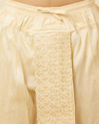 Manyavar Men Peach Floral Patterned Sequined Dhoti