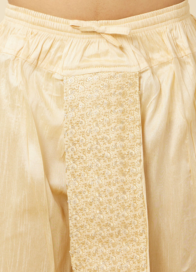 Peach Floral Patterned Sequined Dhoti image number 1