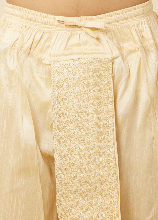 Manyavar Men Beige Floral Patterned Sequined Dhoti