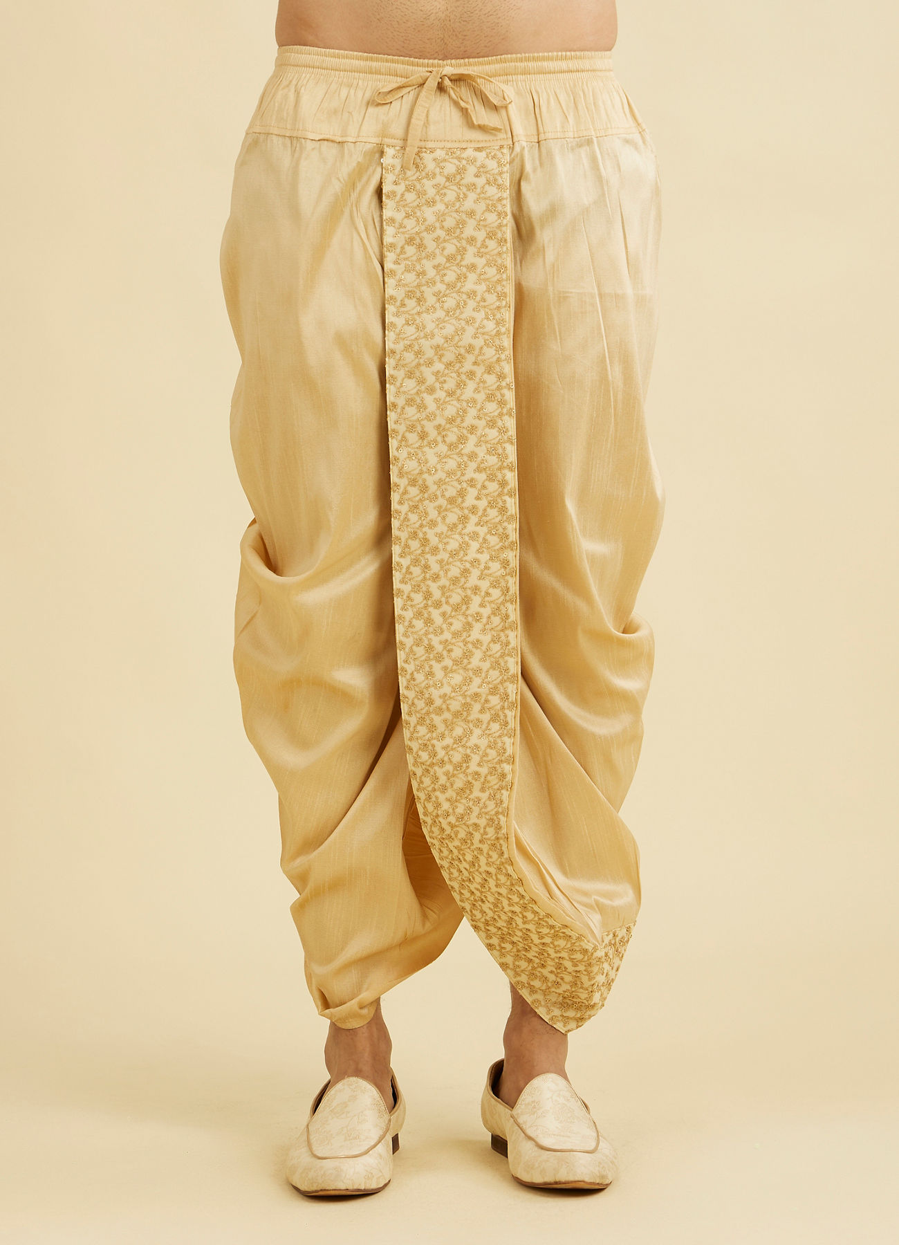 Manyavar Men Fawn Artistic Elegance Dhoti