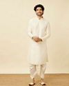 alt message - Manyavar Men Pristine White Royal Dhoti image number 4