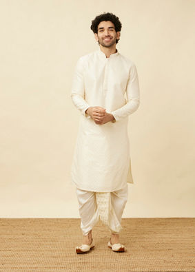 alt message - Manyavar Men Pristine White Royal Dhoti image number 4