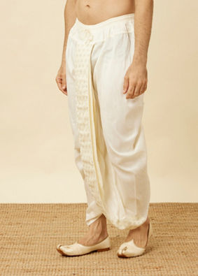 alt message - Manyavar Men Pristine White Royal Dhoti image number 2