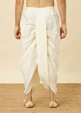 alt message - Manyavar Men Pristine White Royal Dhoti image number 3