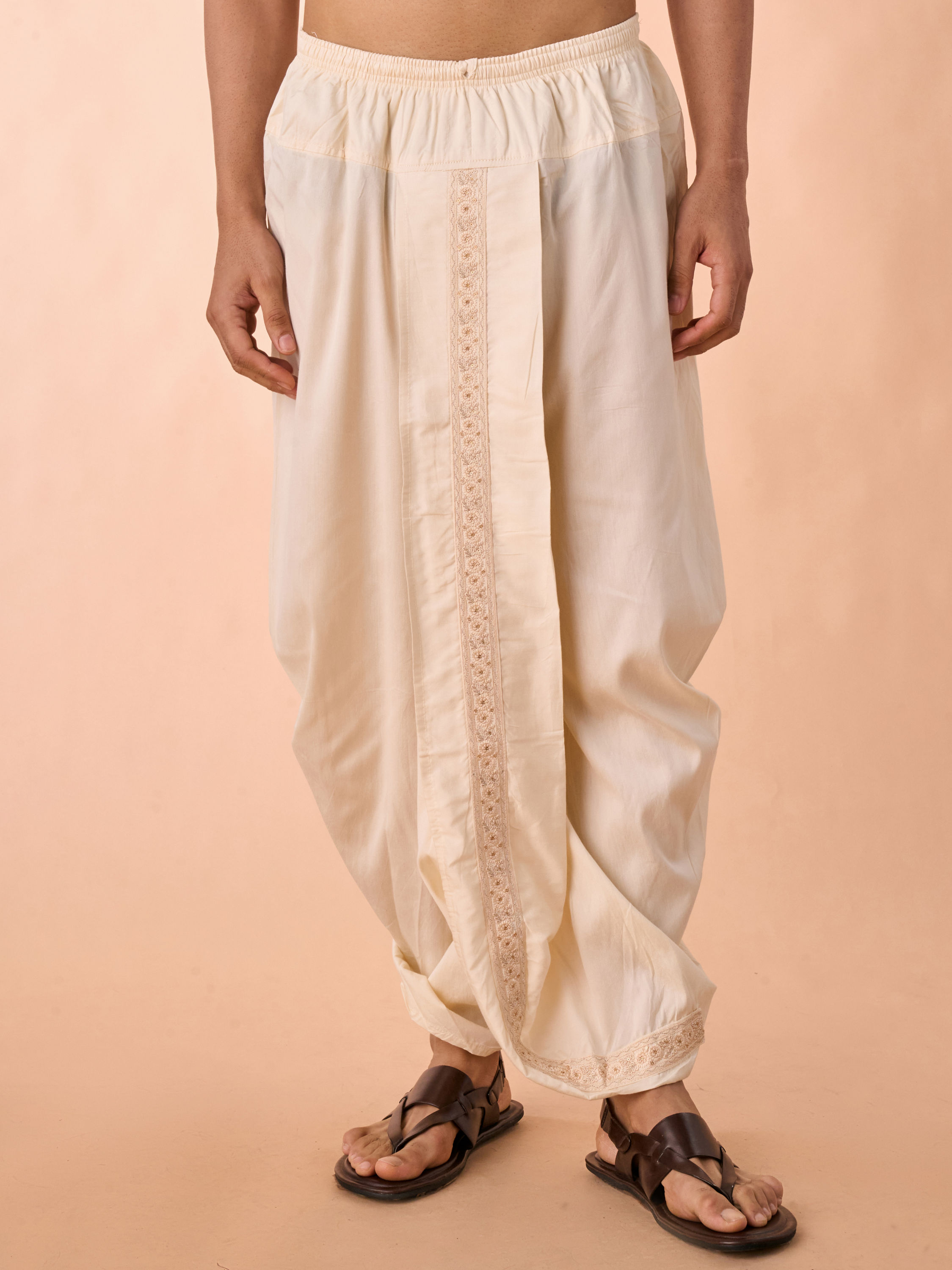 Manyavar Men Regal Cream Ensemble Dhoti