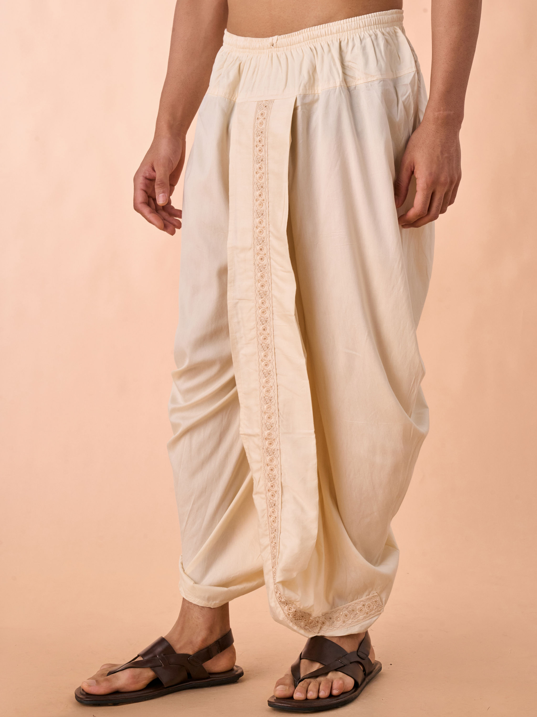 Manyavar Men Regal Cream Ensemble Dhoti