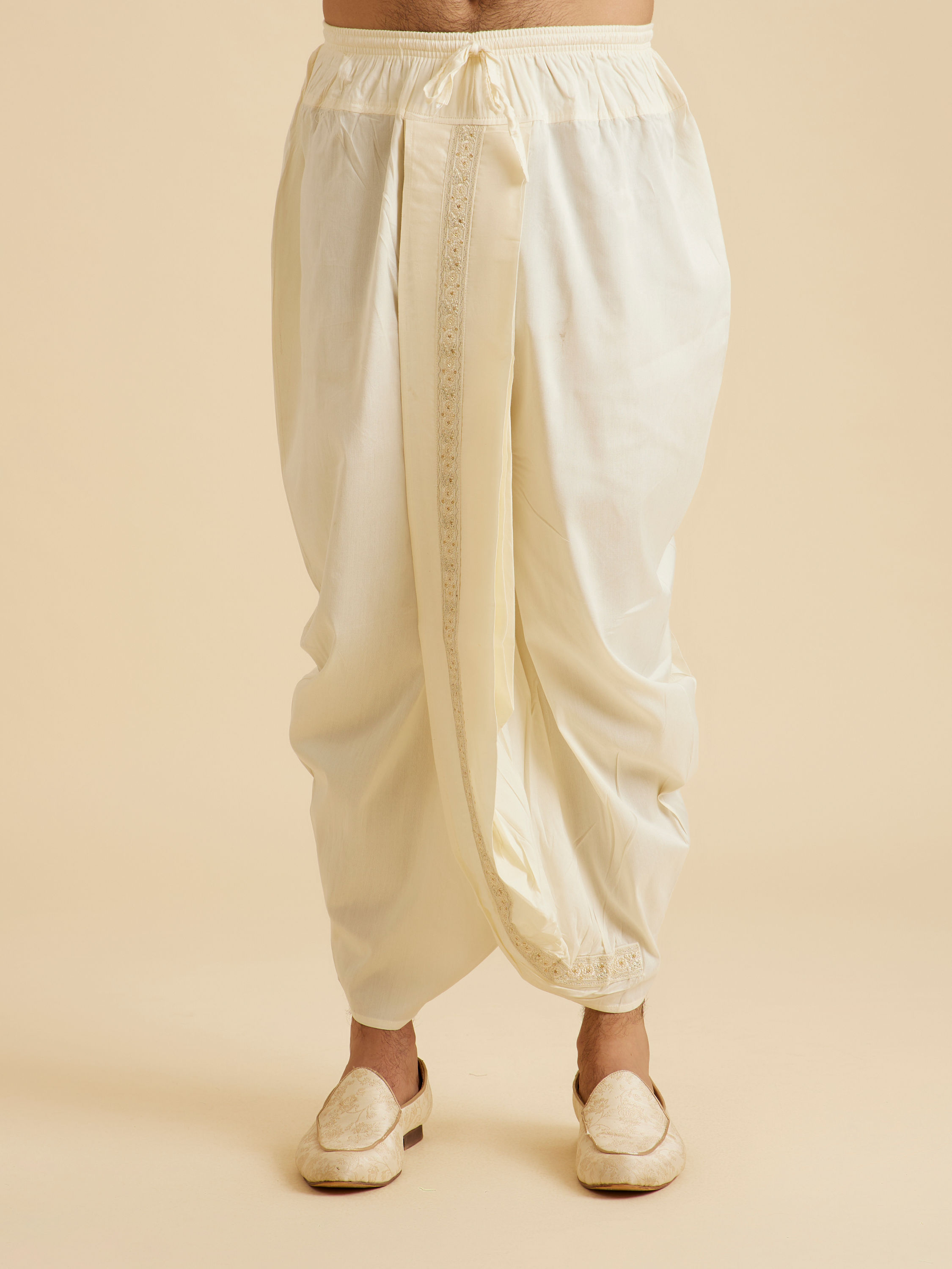 Manyavar Men Creamy Elegance Dhoti