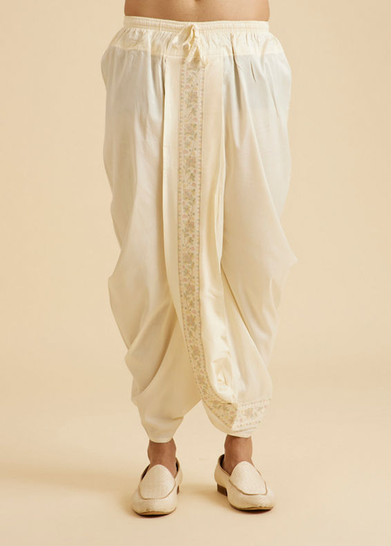 Manyavar Men Cream Elegance Dhoti