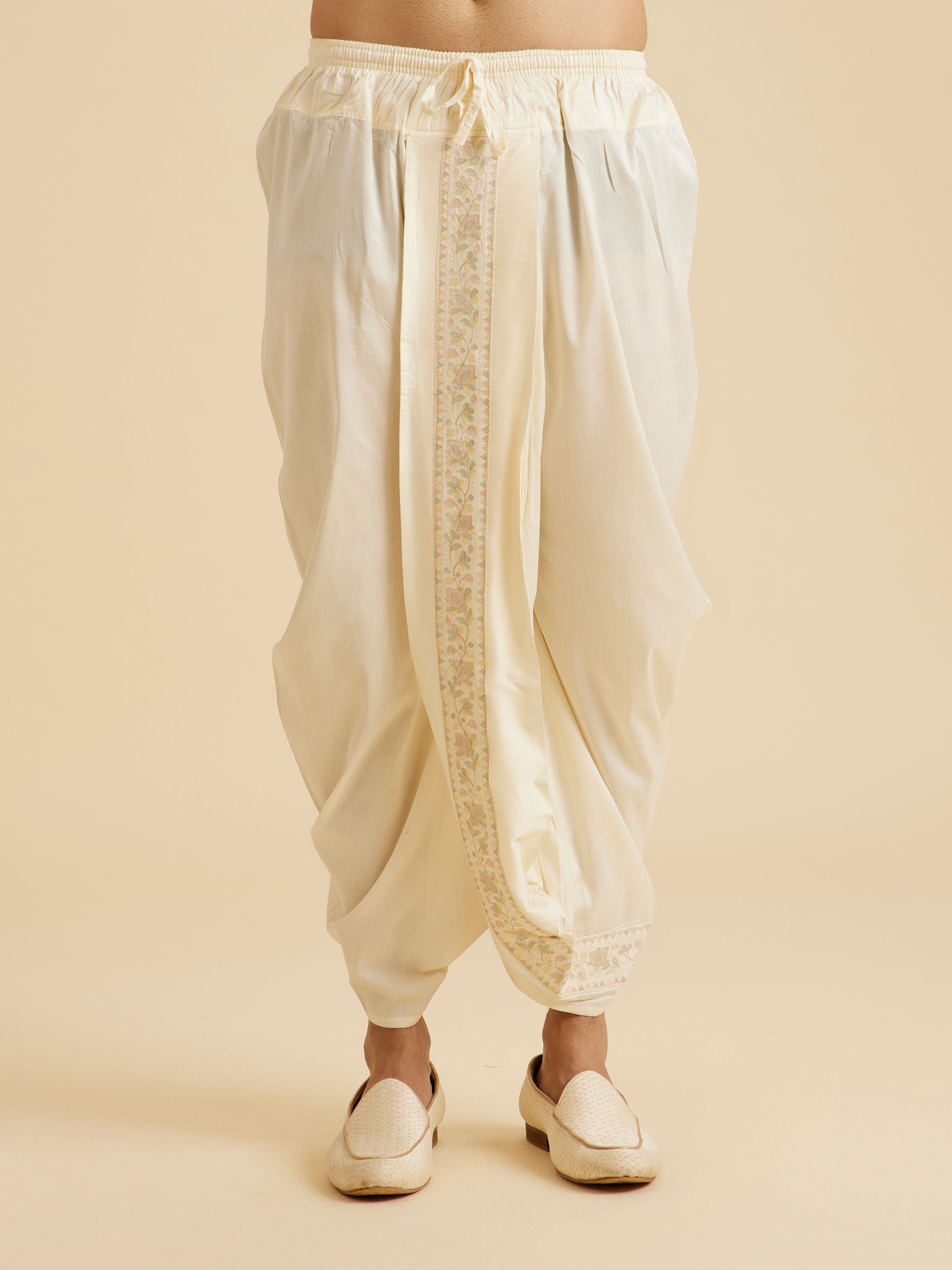 Manyavar Men Cream Elegance Dhoti