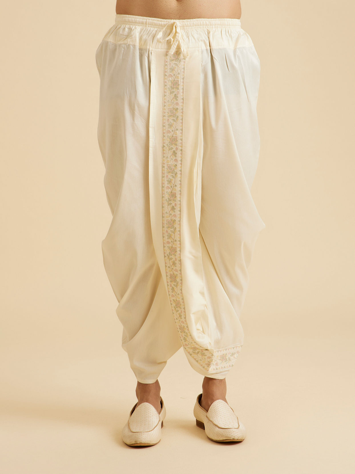 Manyavar Men Cream Elegance Dhoti