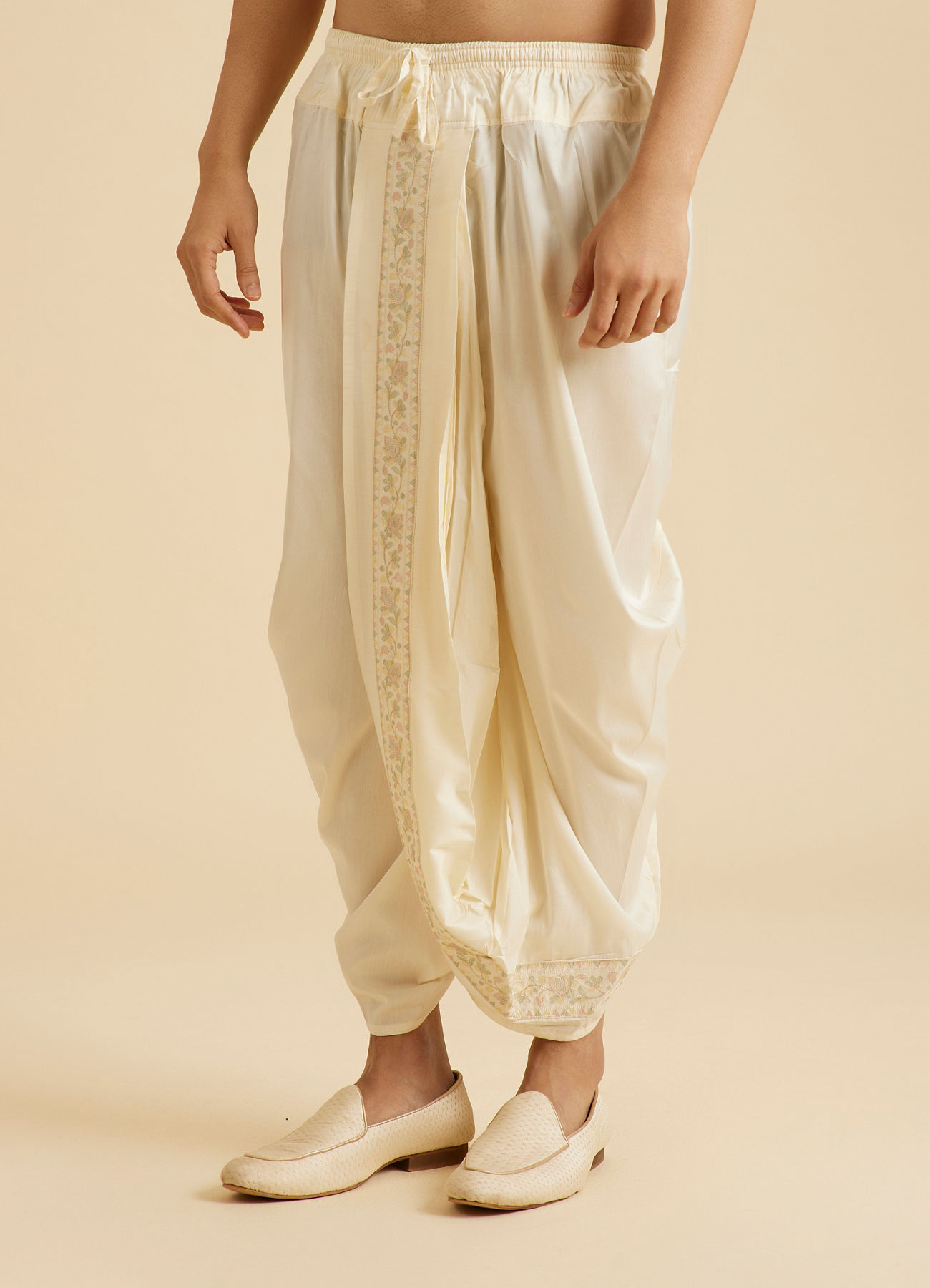 Manyavar Men Cream Elegance Dhoti