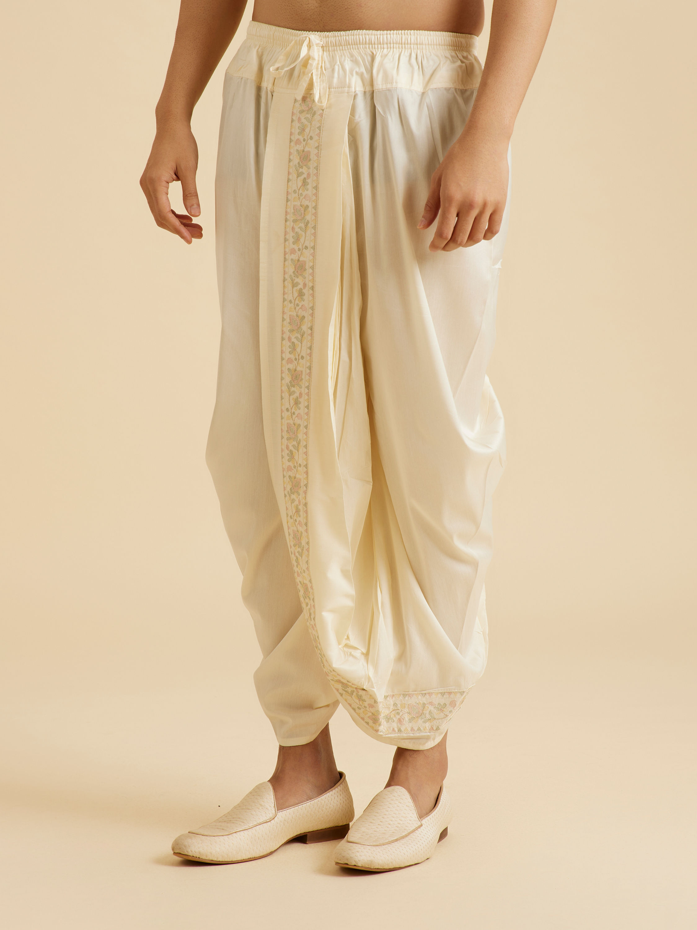 Manyavar Men Cream Elegance Dhoti