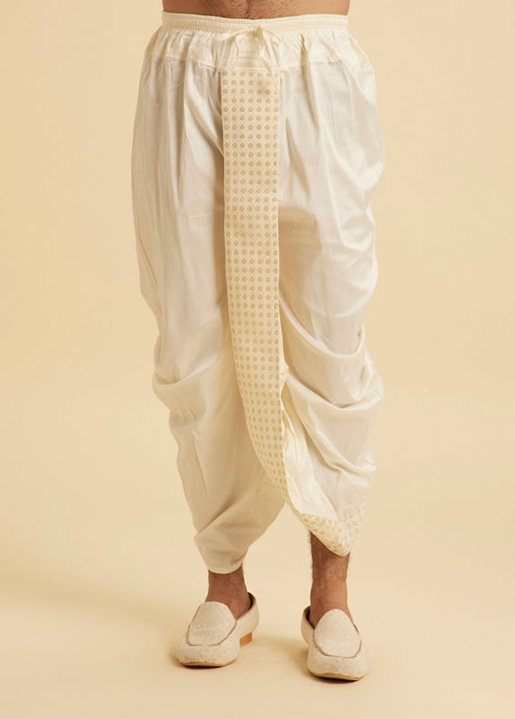 Manyavar Men Cream Elegance Dhoti