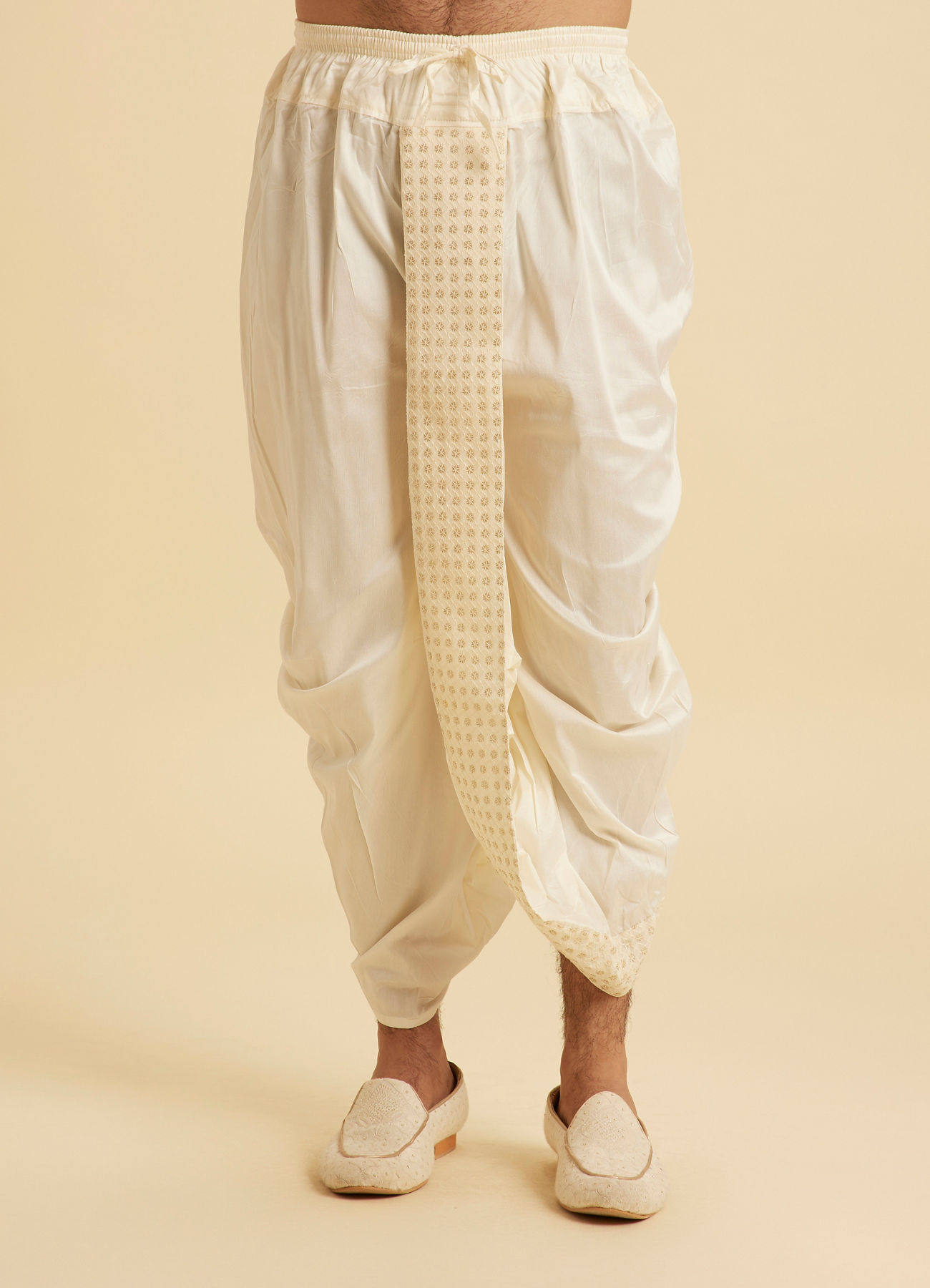 Manyavar Men Cream Elegance Dhoti