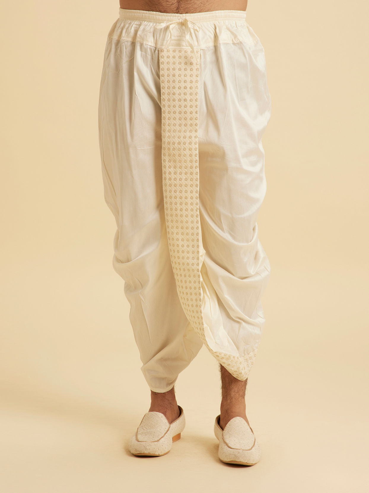 Manyavar Men Cream Elegance Dhoti
