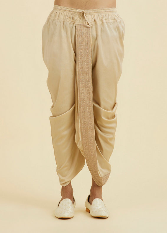 Manyavar Men Beige Ethereal Dhoti