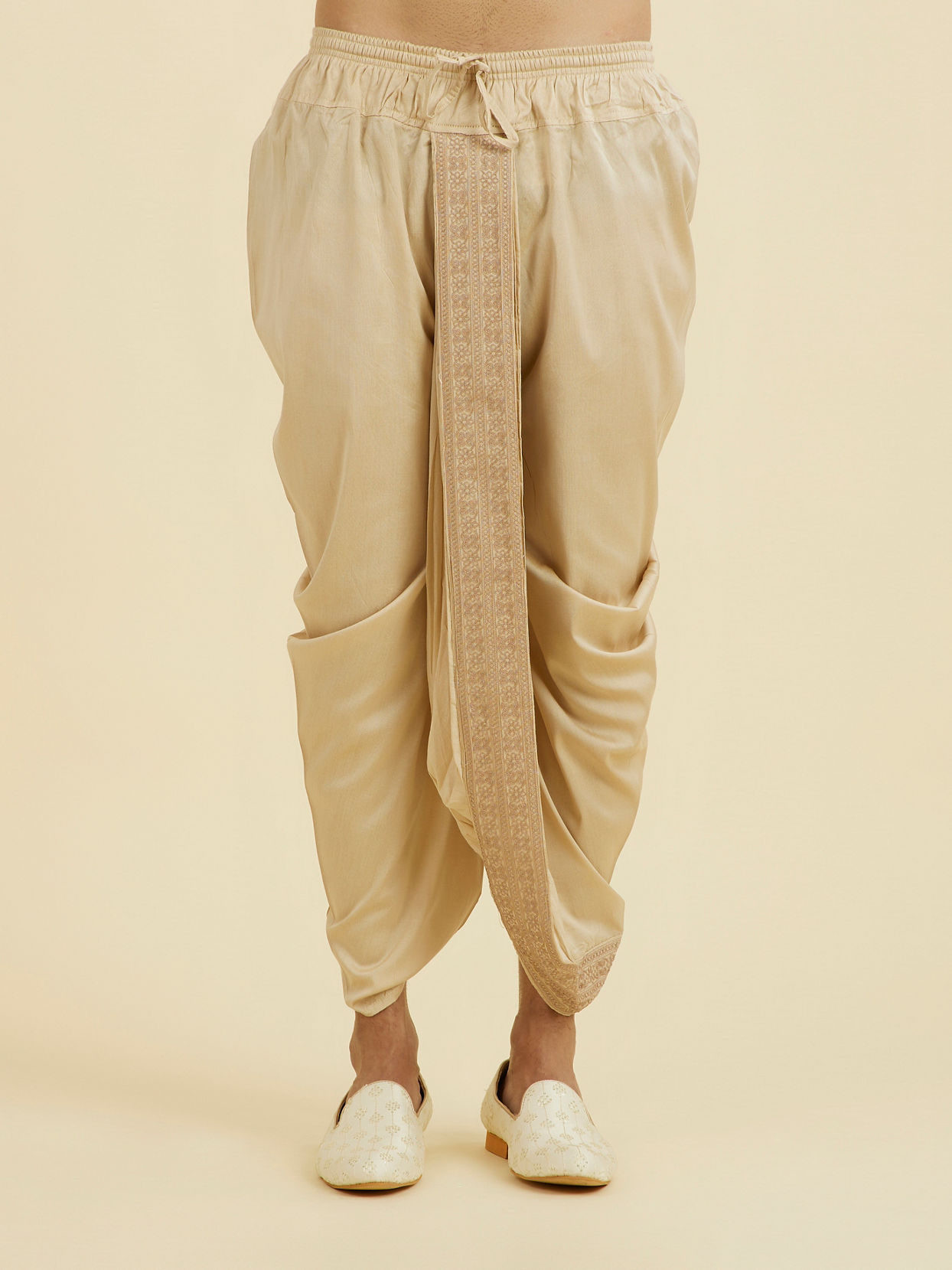 Manyavar Men Beige Ethereal Dhoti