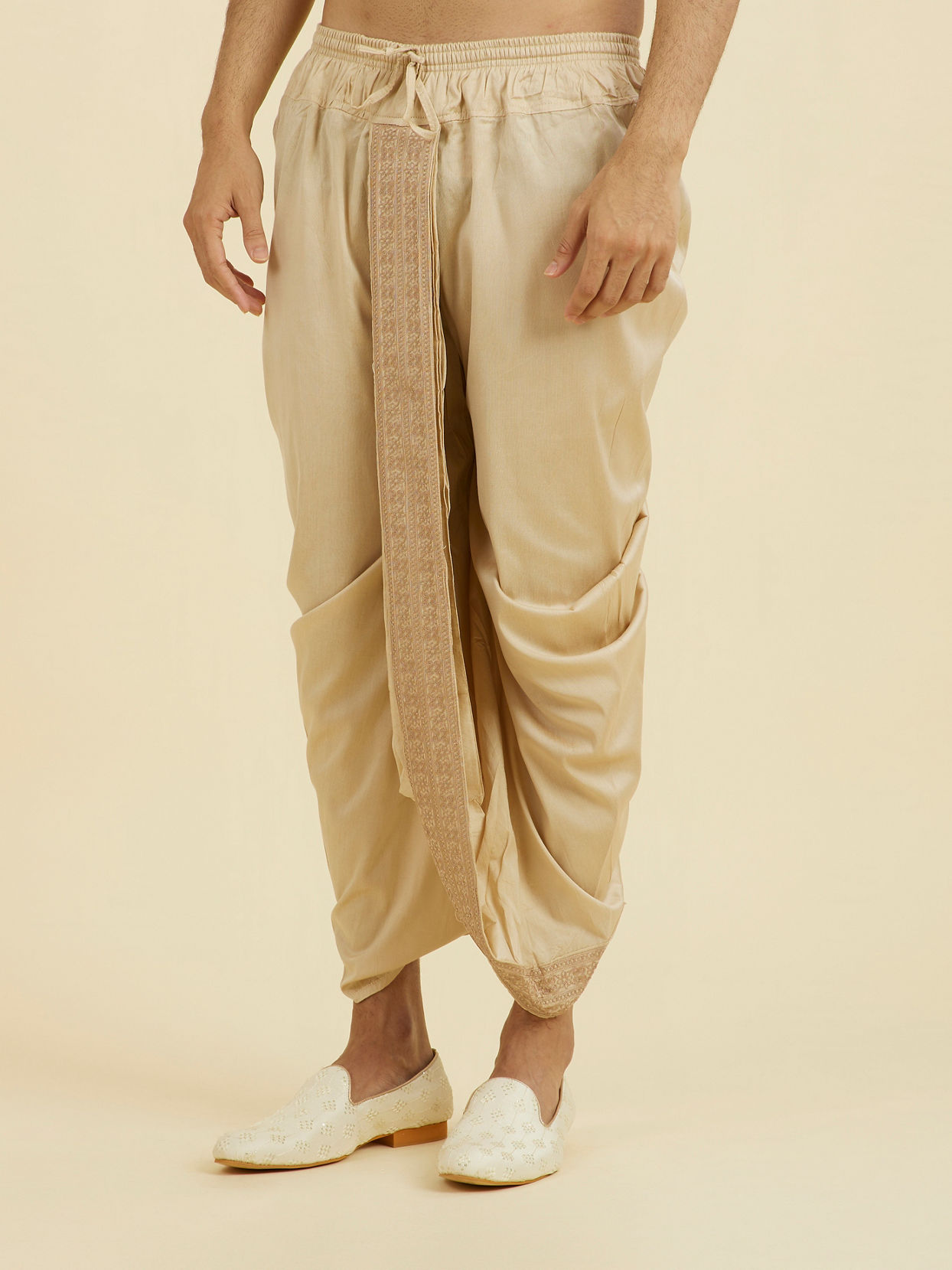 Manyavar Men Beige Ethereal Dhoti