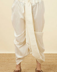 Manyavar Men Pearled Ivory White Embroidered Dhoti