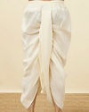 alt message - Manyavar Men Pearled Ivory White Embroidered Dhoti image number 3