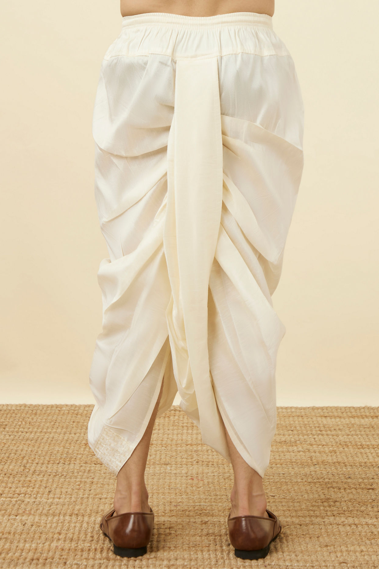 Manyavar Men Pearled Ivory White Embroidered Dhoti