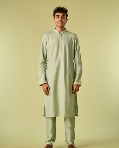 Diwas Men Light Mid Green Elegance Kurta Jacket Set