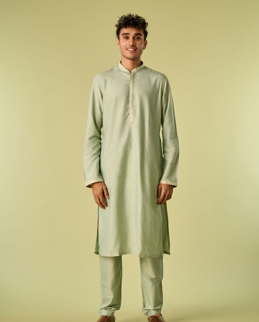 Diwas Men Light Mid Green Elegance Kurta Jacket Set