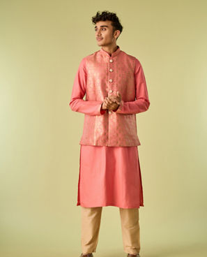 Diwas Men Coral Festival Flourish Kurta Jacket Set