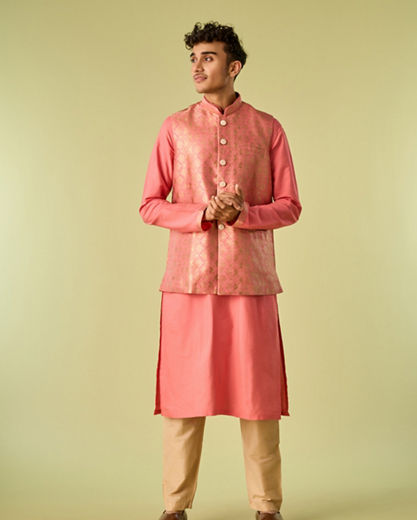 Diwas Men Coral Festival Flourish Kurta Jacket Set