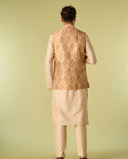 Diwas Men Impressive Beige Kurta Jacket Set