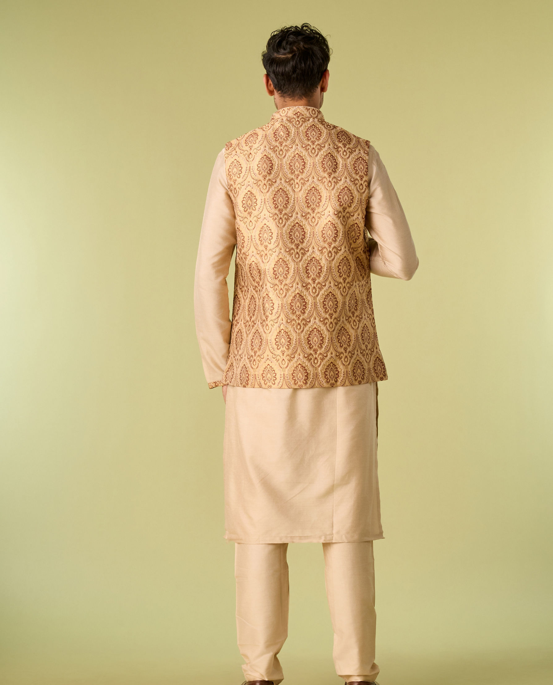 Diwas Men Impressive Beige Kurta Jacket Set