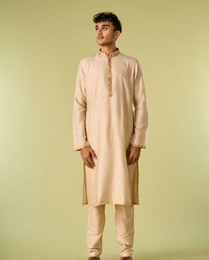 Diwas Men Impressive Beige Kurta Jacket Set