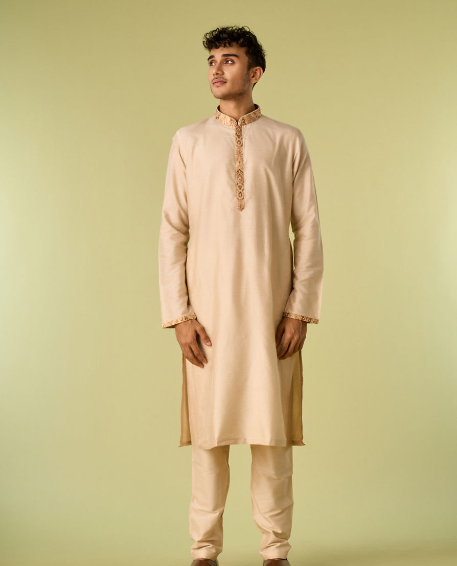 Diwas Men Impressive Beige Kurta Jacket Set