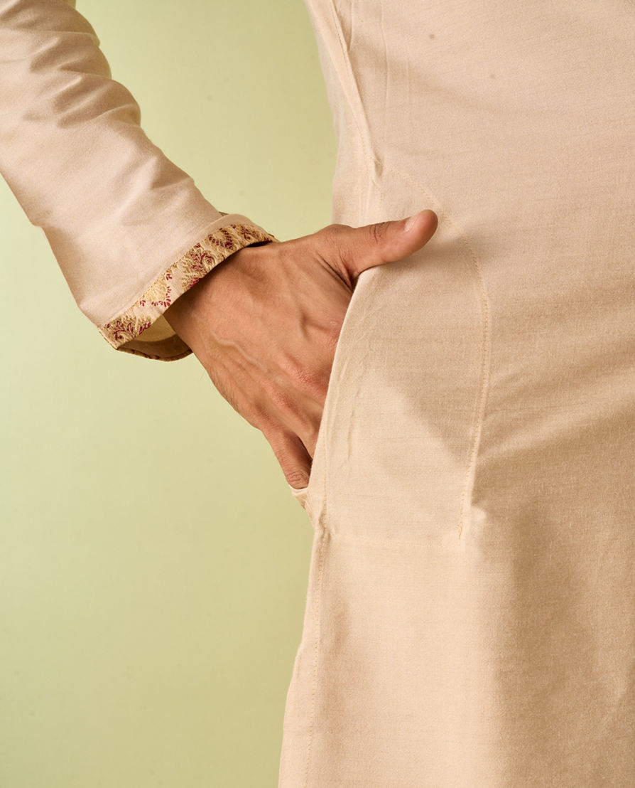 Diwas Men Impressive Beige Kurta Jacket Set