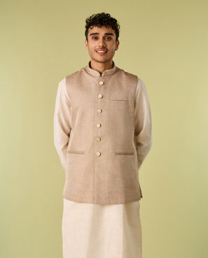 Diwas Men Beige Elegance Kurta Jacket Set