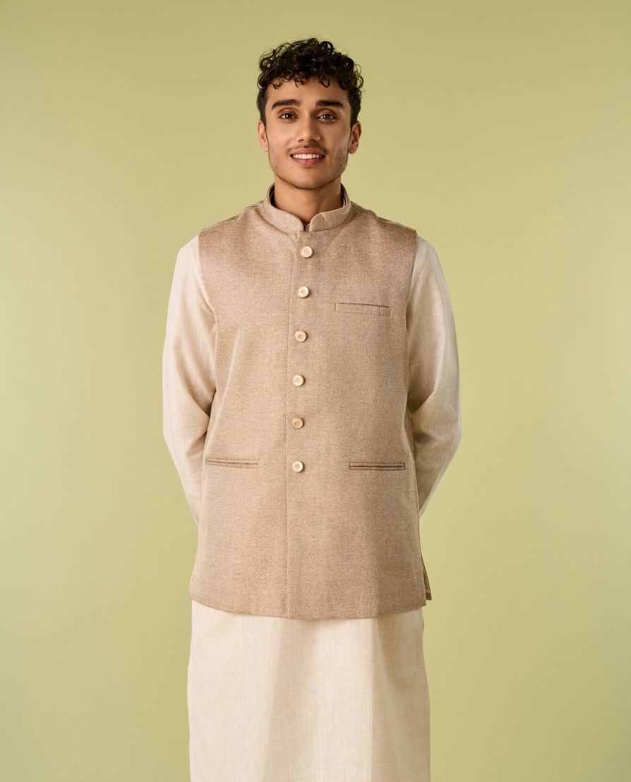Diwas Men Beige Elegance Kurta Jacket Set