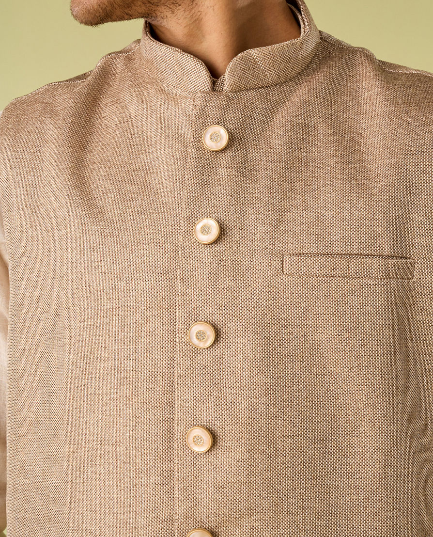 Diwas Men Beige Elegance Kurta Jacket Set