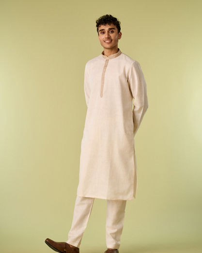 Diwas Men Beige Elegance Kurta Jacket Set