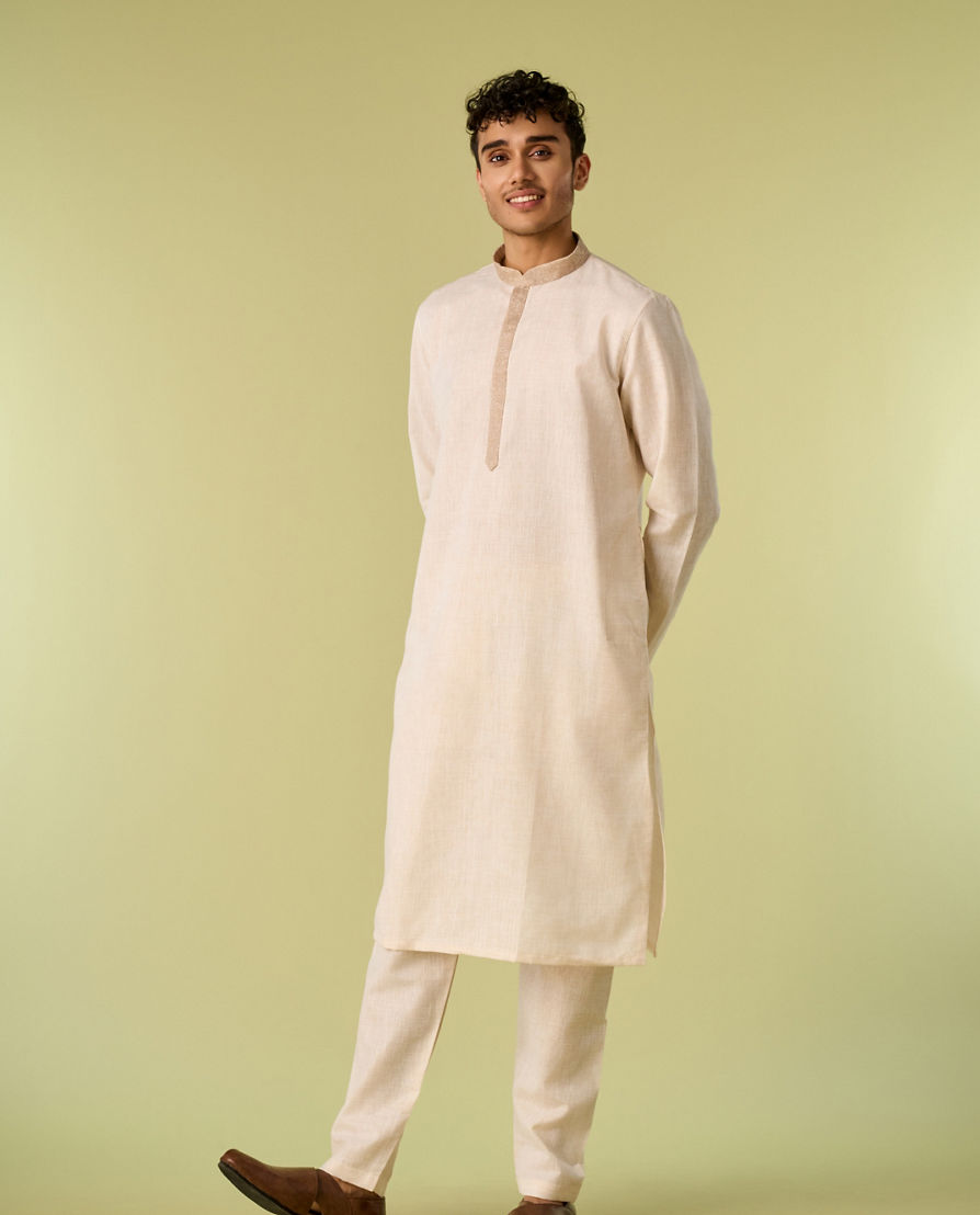 Diwas Men Beige Elegance Kurta Jacket Set