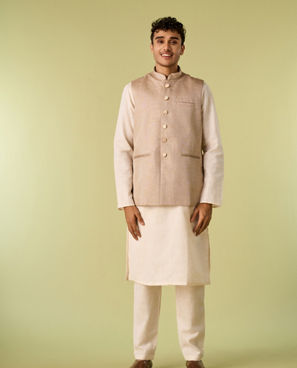 Diwas Men Beige Elegance Kurta Jacket Set