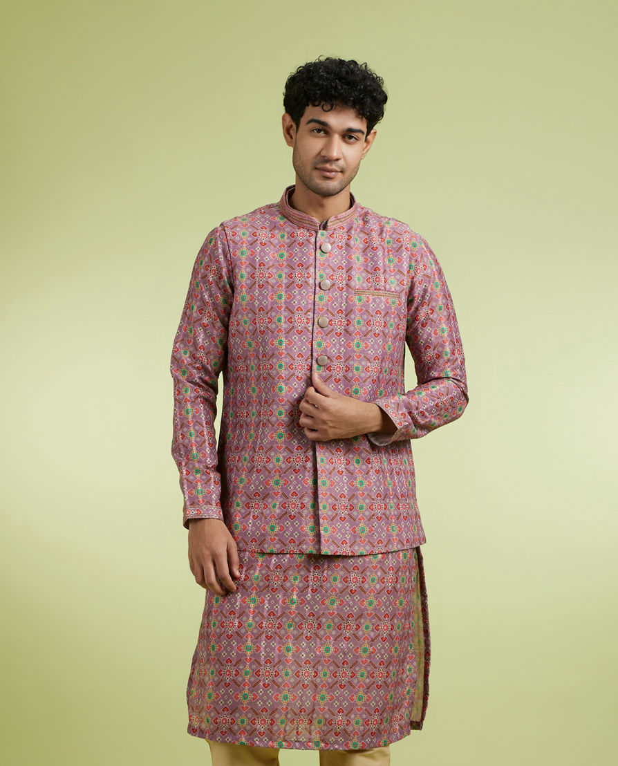 Diwas Men Elegant Lilac Kurta Jacket Set